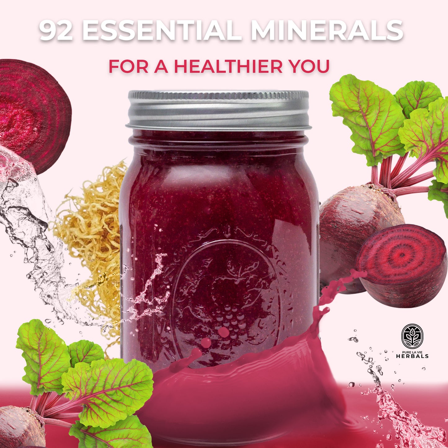 Beetroot Sea Moss Gel – 16oz | Wildcrafted, 92 Minerals, Heart & Energy Support | Vegan & Kid-Friendly