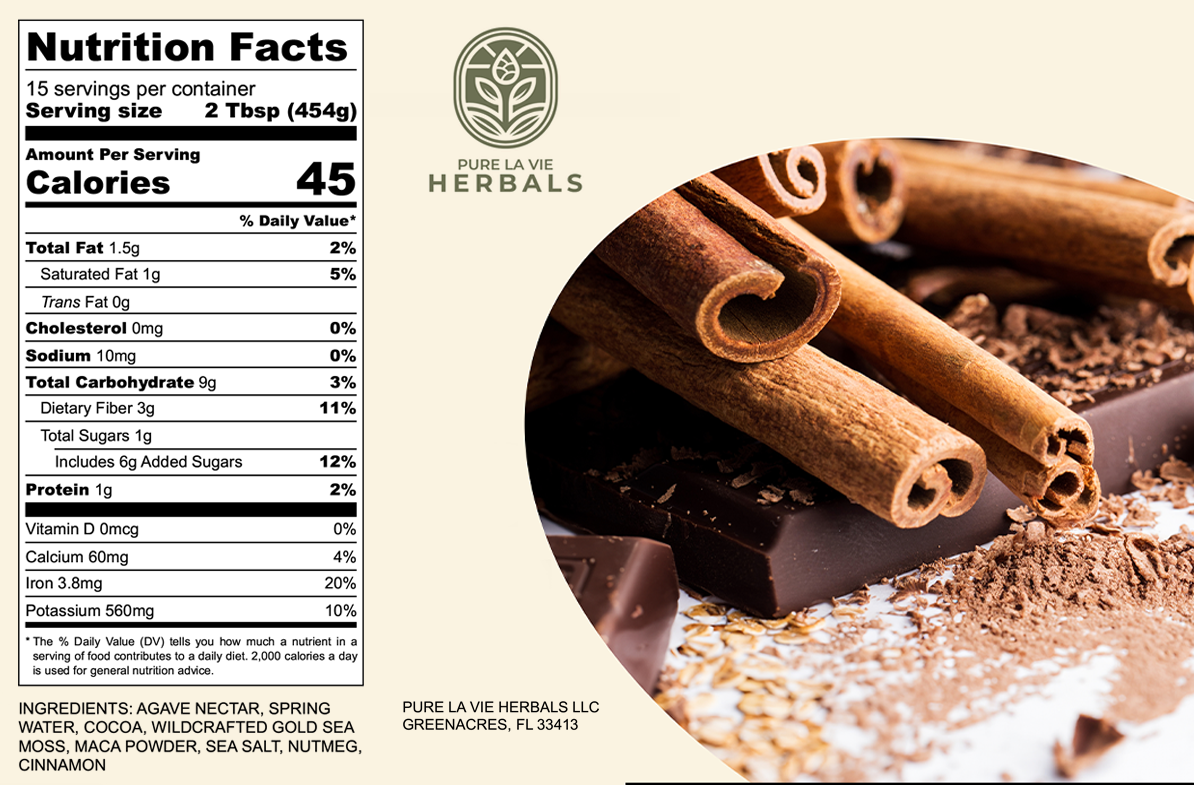 Chocolate Fusion Sea Moss Gel – 16oz | Wildcrafted, 92 Minerals | Vegan & Kid-Friendly