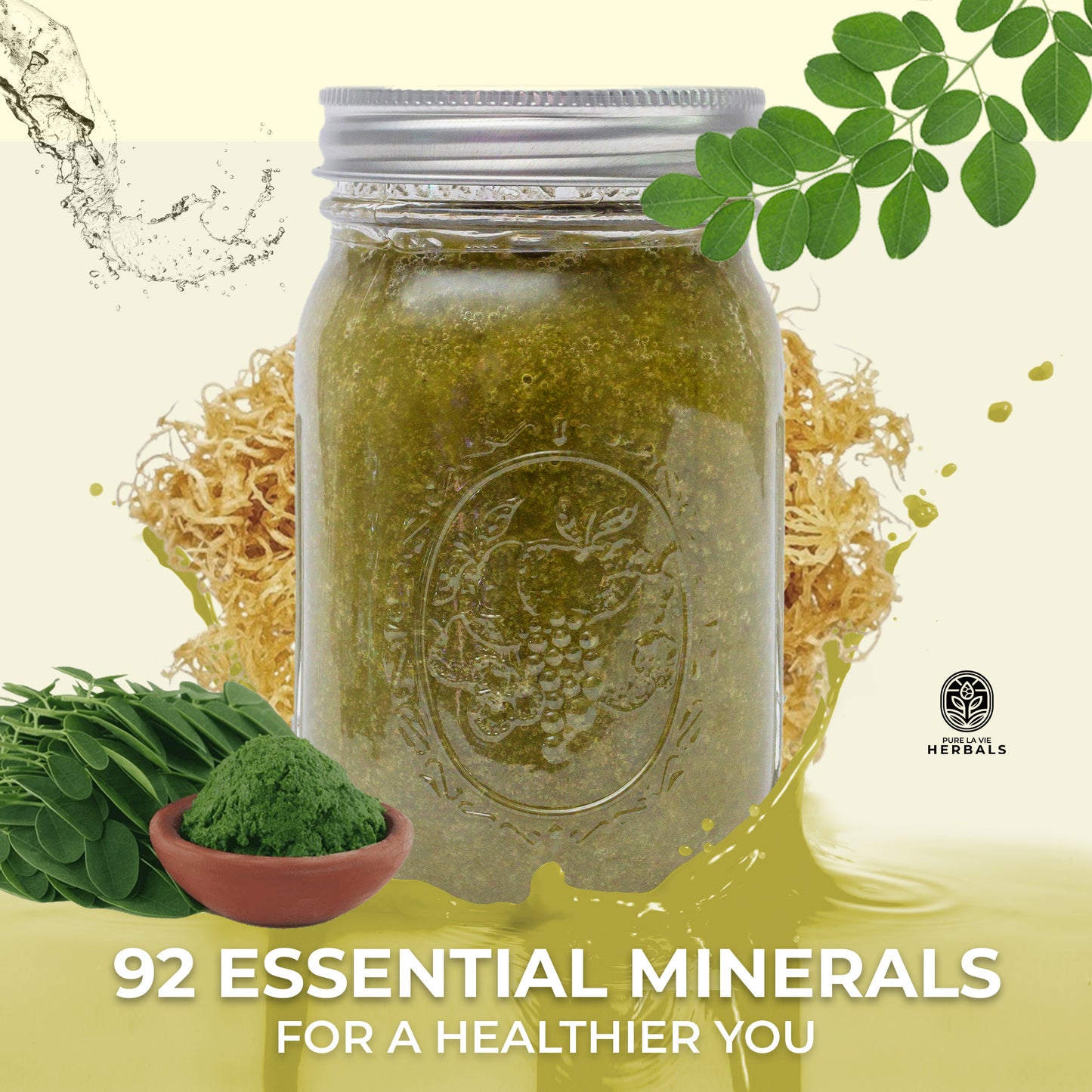 Moringa Sea Moss Gel – 16oz | Wildcrafted, 92 Minerals, Immune & Energy Support | Vegan & Kid-Friendly