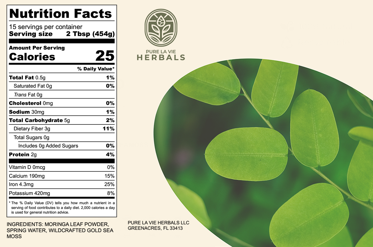 Moringa Sea Moss Gel – 16oz | Wildcrafted, 92 Minerals, Immune & Energy Support | Vegan & Kid-Friendly