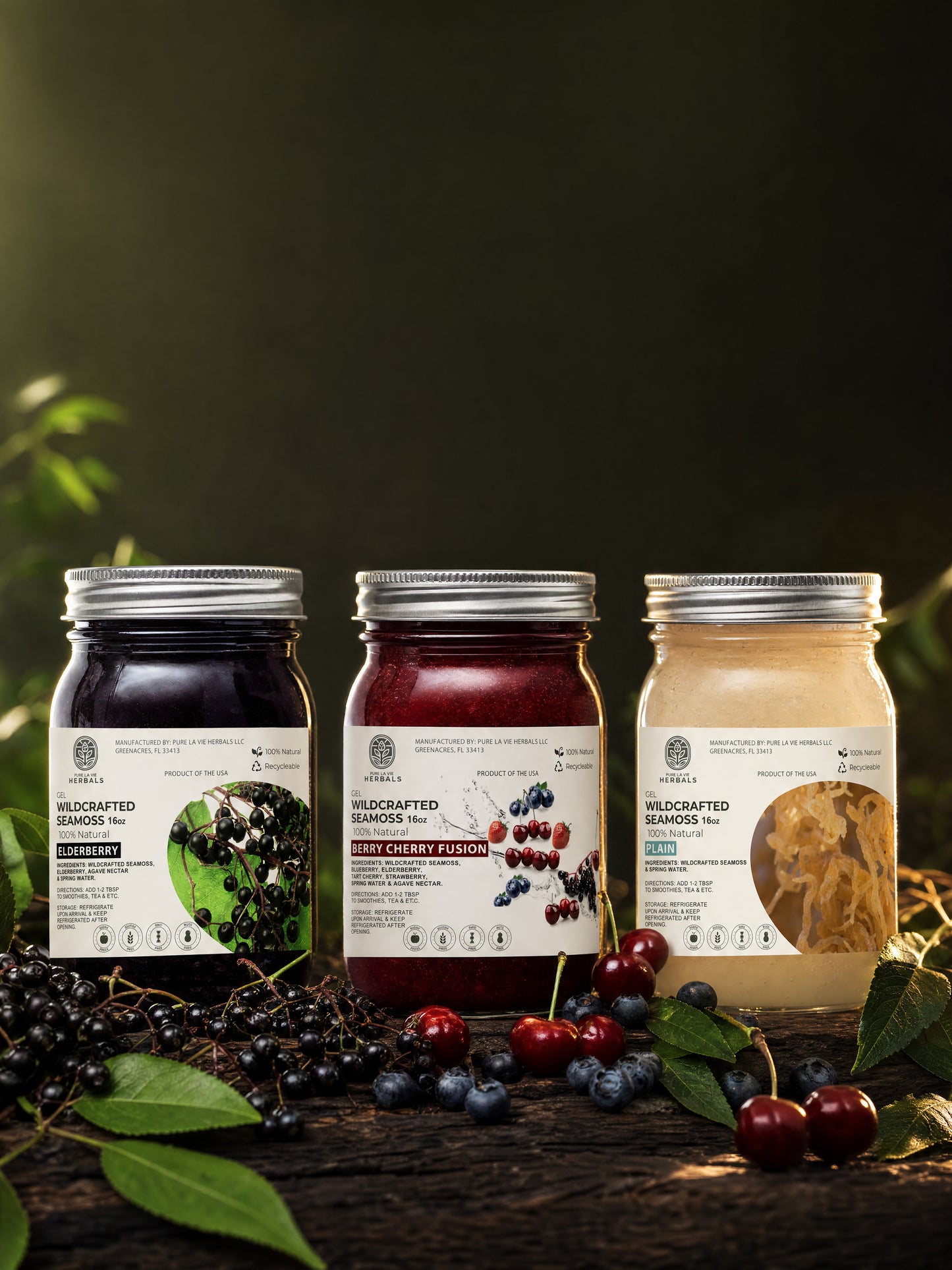 The Immune Shield Bundle — Elderberry, Berry Cherry & Plain Sea Moss Gel