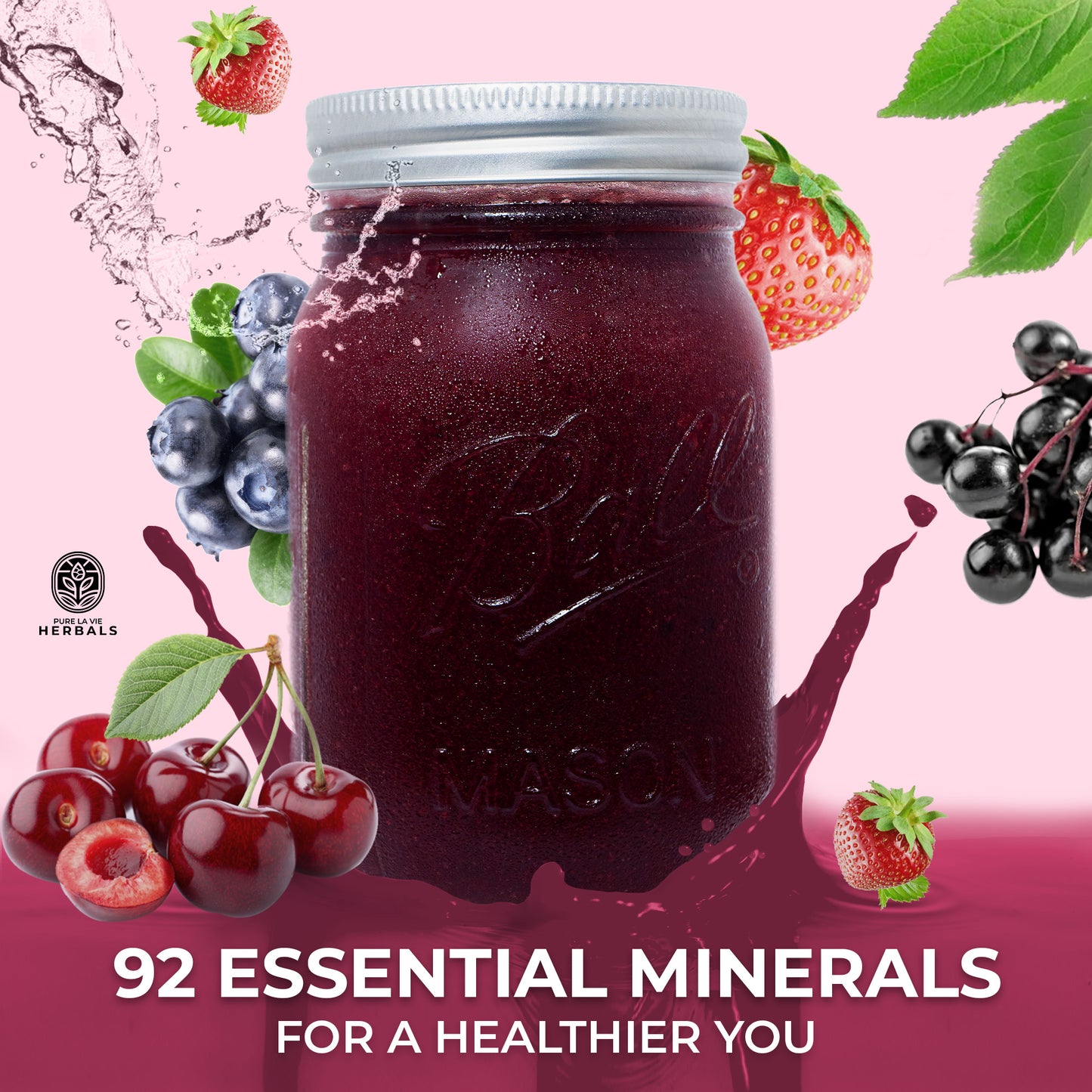 Berry Cherry Fusion Sea Moss Gel – 16oz | Wildcrafted, Immune Support & Inflammation Relief | Vegan & Kid-Friendly