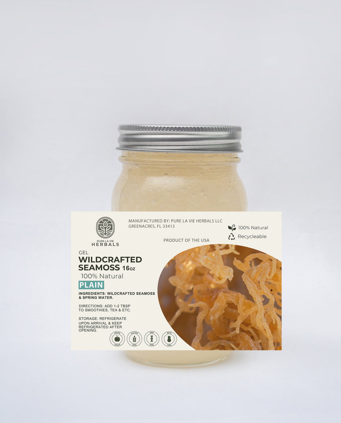 Pure La Vie Herbals wildcrafted sea moss gel morning ritual empty stomach 92 minerals Saint Lucia