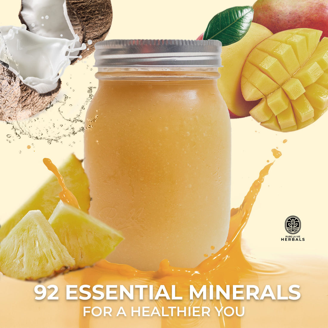 Morning glow smoothie recipe Pure La Vie Herbals sea moss gel mango banana coconut milk